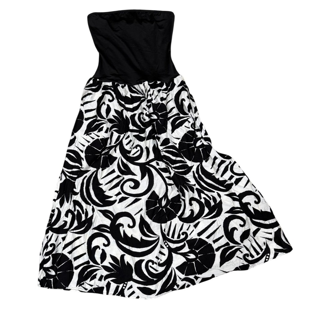 Cupshe Luminous Twilight Floral Black White Maxi Dress Summer Beach NWT